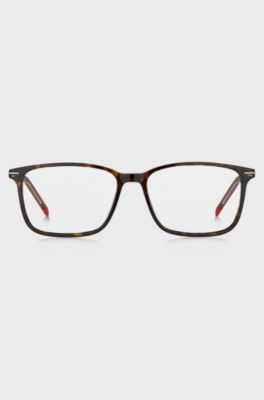 Havana-acetate optical frames with red details, Assorted-Pre-Pack