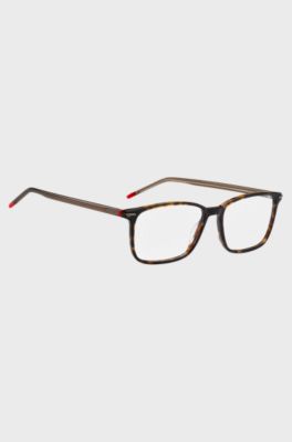Havana-acetate optical frames with red details, Assorted-Pre-Pack