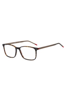 Havana-acetate optical frames with red details, Assorted-Pre-Pack