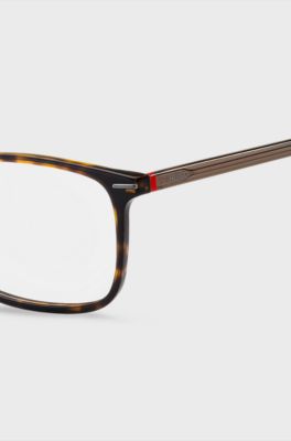 Havana-acetate optical frames with red details, Assorted-Pre-Pack