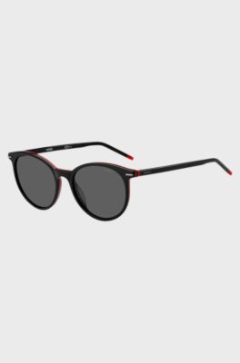 Black-acetate sunglasses with red details, Assorted-Pre-Pack