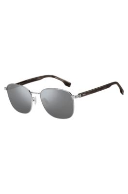 Metal-frame sunglasses with branded acetate temples, Assorted-Pre-Pack