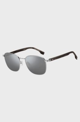 Metal-frame sunglasses with branded acetate temples, Assorted-Pre-Pack