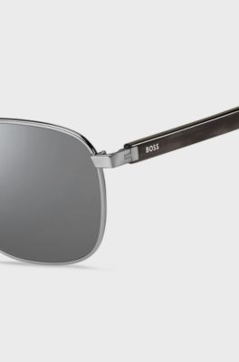 Metal-frame sunglasses with branded acetate temples, Assorted-Pre-Pack
