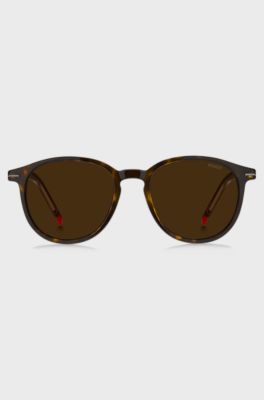 Round sunglasses in Havana acetate with red details, Assorted-Pre-Pack