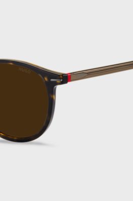 Round sunglasses in Havana acetate with red details, Assorted-Pre-Pack