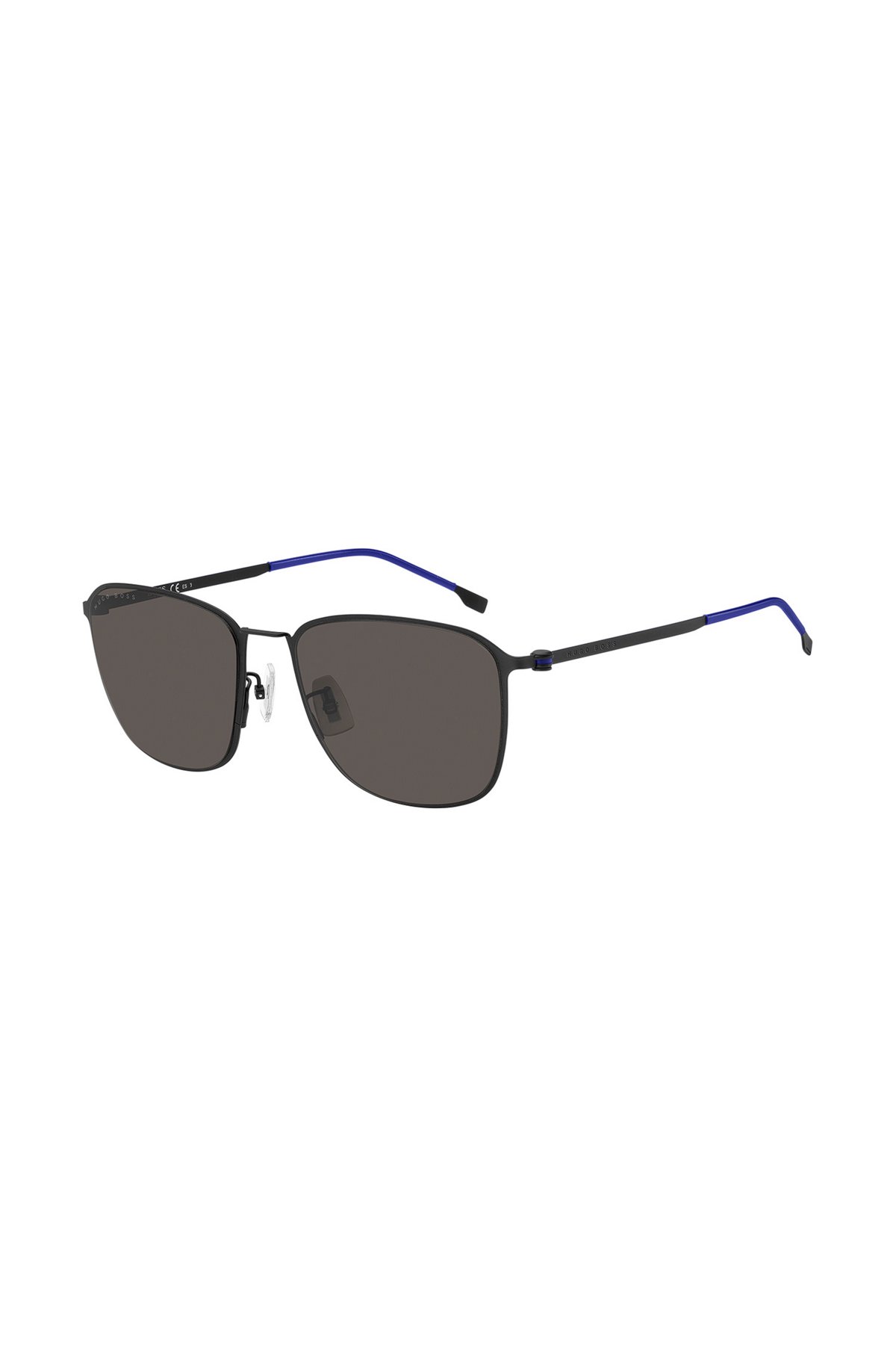 Black sunglasses in stainless steel with blue plastic sleeves, Assorted-Pre-Pack