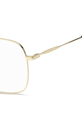 Gold-tone optical frames with Havana-acetate end tips, Gold