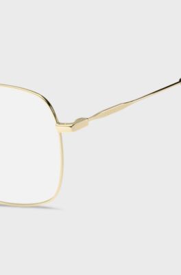 Gold-tone optical frames with Havana-acetate end tips, Gold