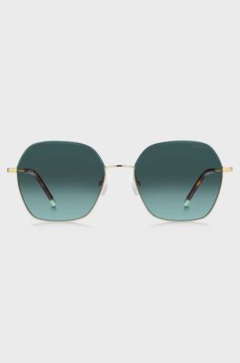 Gold-tone sunglasses with Havana-acetate end tips, Assorted-Pre-Pack