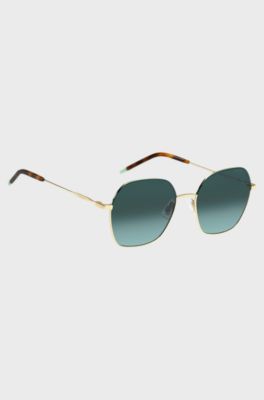 Gold-tone sunglasses with Havana-acetate end tips, Assorted-Pre-Pack