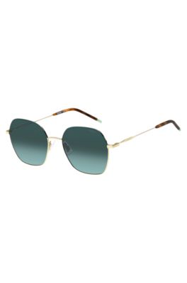 Gold-tone sunglasses with Havana-acetate end tips, Assorted-Pre-Pack