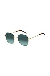 Gold-tone sunglasses with Havana-acetate end tips, Assorted-Pre-Pack