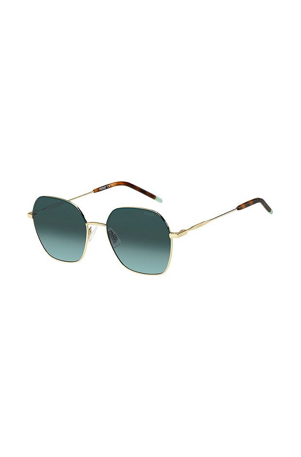 Gold-tone sunglasses with Havana-acetate end tips, Assorted-Pre-Pack