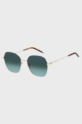 Gold-tone sunglasses with Havana-acetate end tips, Assorted-Pre-Pack