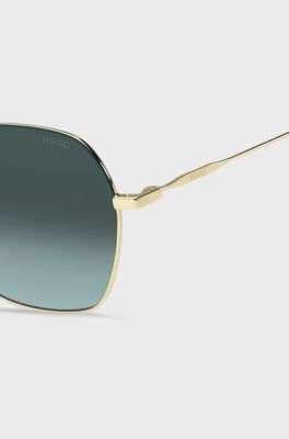 Gold-tone sunglasses with Havana-acetate end tips, Assorted-Pre-Pack
