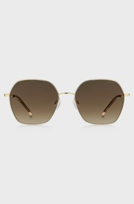 Gold-tone sunglasses with Havana-acetate end-tips, Assorted-Pre-Pack