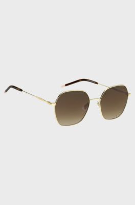Gold-tone sunglasses with Havana-acetate end-tips, Assorted-Pre-Pack
