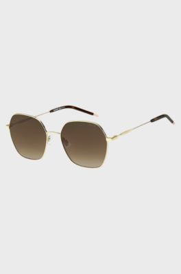 Gold-tone sunglasses with Havana-acetate end-tips, Assorted-Pre-Pack