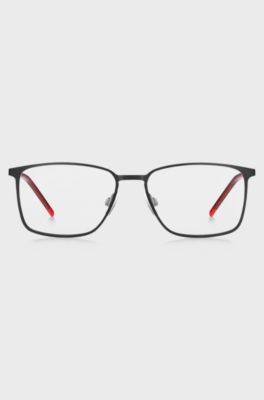 Full-metal optical frames with red end-tips, Assorted-Pre-Pack
