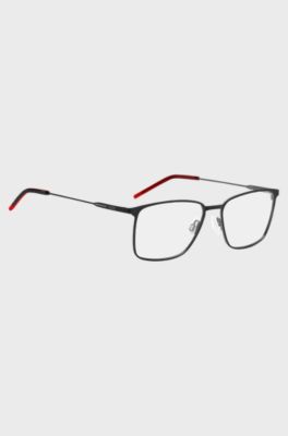 Full-metal optical frames with red end-tips, Assorted-Pre-Pack