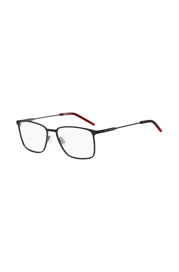 Full-metal optical frames with red end-tips, Assorted-Pre-Pack