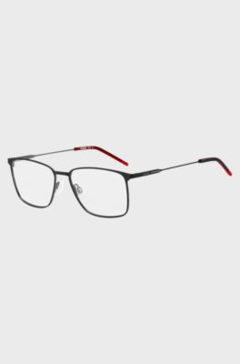 Full-metal optical frames with red end-tips, Assorted-Pre-Pack