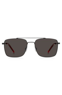 Double-bridge sunglasses in metal with red end-tips, Assorted-Pre-Pack