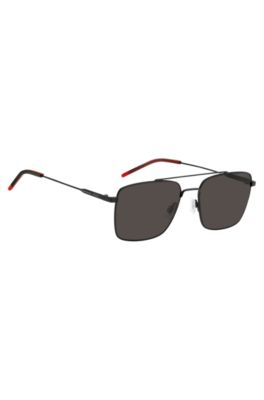 Double-bridge sunglasses in metal with red end-tips, Assorted-Pre-Pack