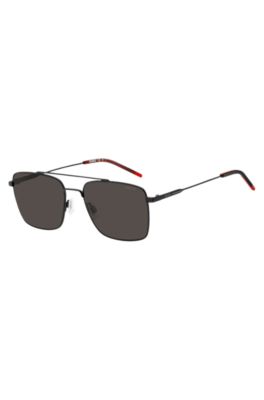 Double-bridge sunglasses in metal with red end-tips, Assorted-Pre-Pack