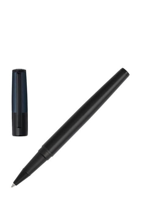 Matte-black and brushed navy rollerball pen, Black