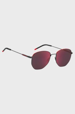 Black-metal sunglasses with red details, Assorted-Pre-Pack