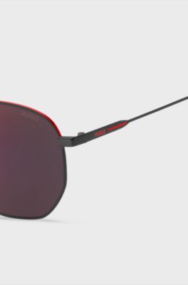 Black-metal sunglasses with red details, Assorted-Pre-Pack