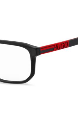 HUGO - Black-acetate optical frames with rubberised logo