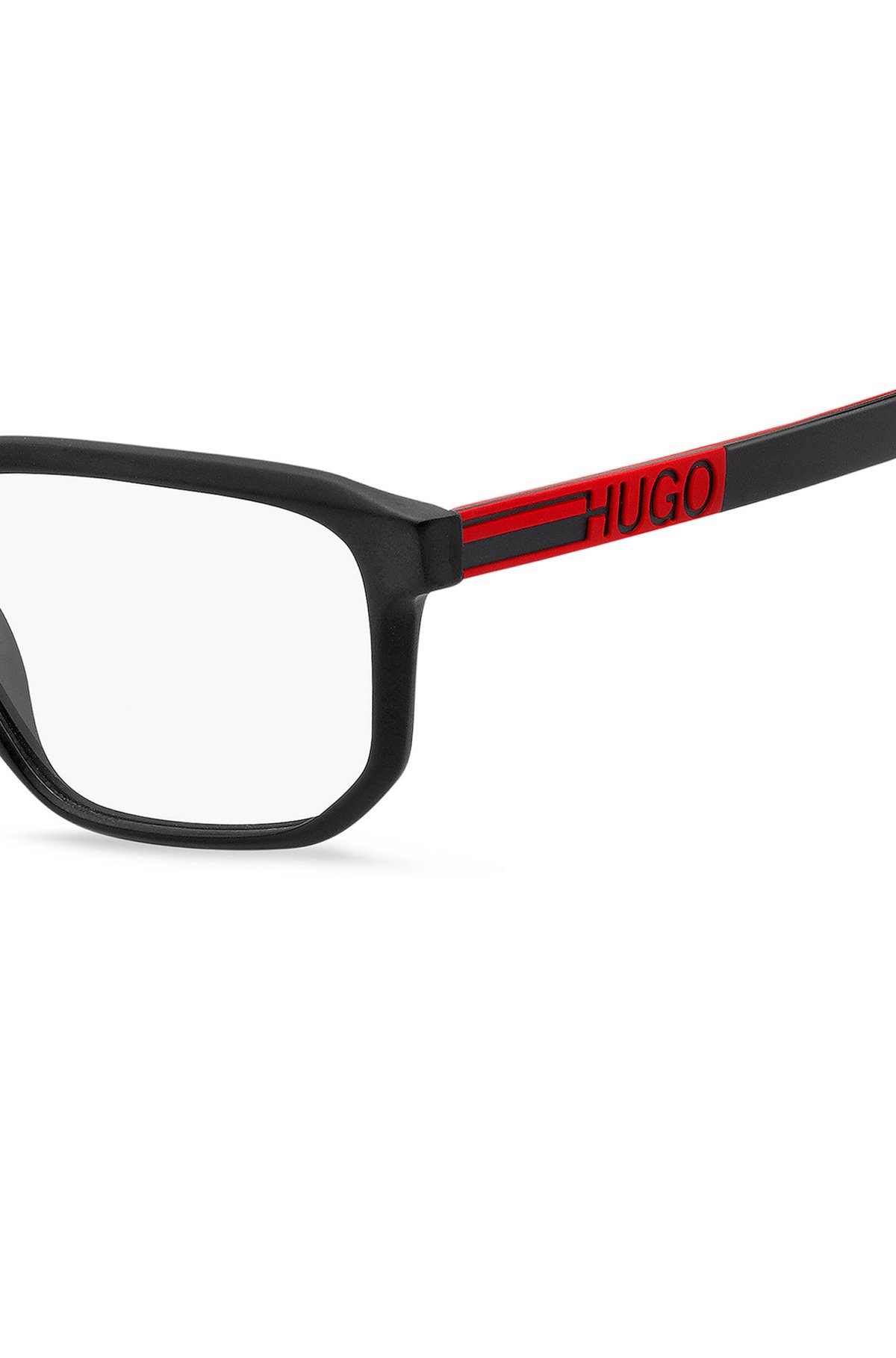 Brillenfassung aus schwarzem Acetat mit gummiertem Logo, Assorted-Pre-Pack