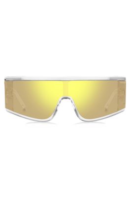 Clear-acetate sunglasses with yellow mask, Transparent