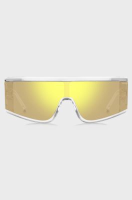 Clear-acetate sunglasses with yellow mask, Transparent