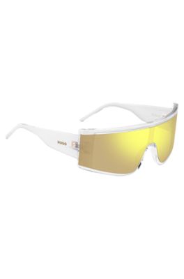 Clear-acetate sunglasses with yellow mask, Transparent