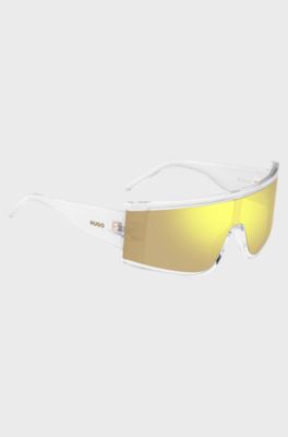 Clear-acetate sunglasses with yellow mask, Transparent
