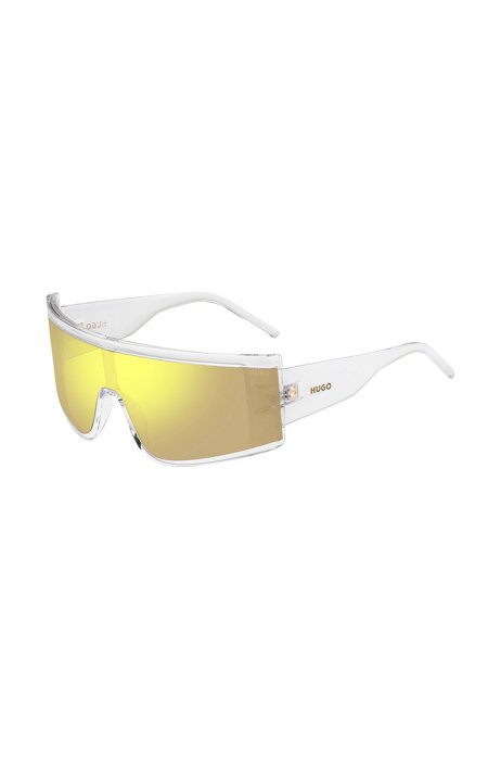 Sonnenbrille aus transparentem Acetat mit gelber Maske, Transparent