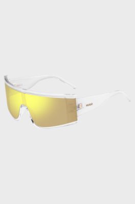 Clear-acetate sunglasses with yellow mask, Transparent