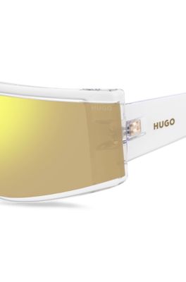 Clear-acetate sunglasses with yellow mask, Transparent
