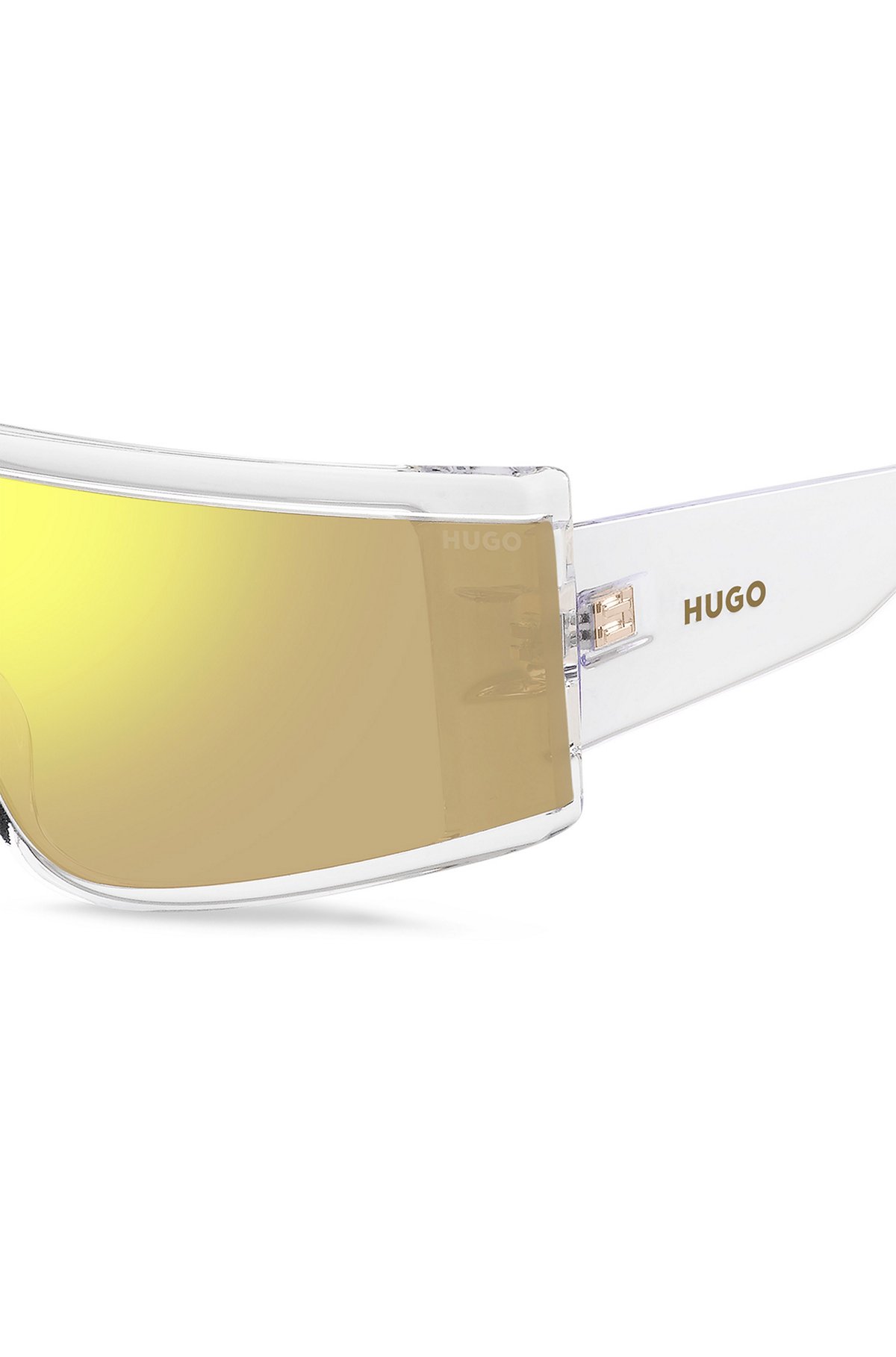 Clear-acetate sunglasses with yellow mask, Transparent
