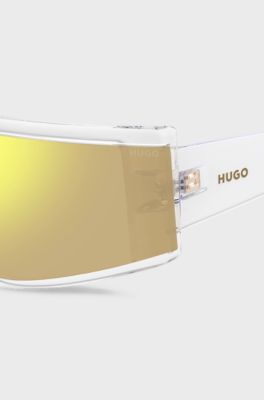 Clear-acetate sunglasses with yellow mask, Transparent