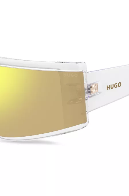 Clear-acetate sunglasses with yellow mask