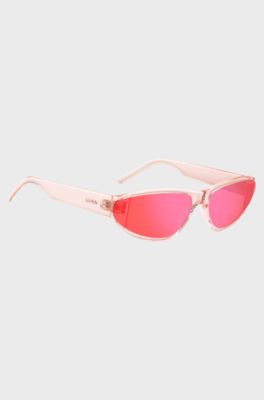 Lunettes de soleil en ac&eacute;tate rose avec verres ton sur ton, Rose