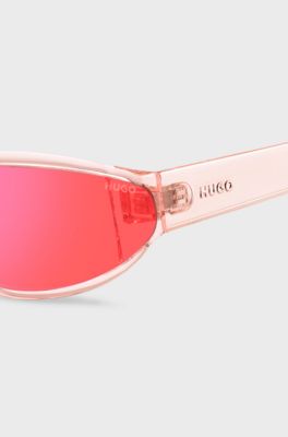 Lunettes de soleil en ac&eacute;tate rose avec verres ton sur ton, Rose