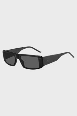Black-acetate mask-style sunglasses with logo print, Assorted-Pre-Pack