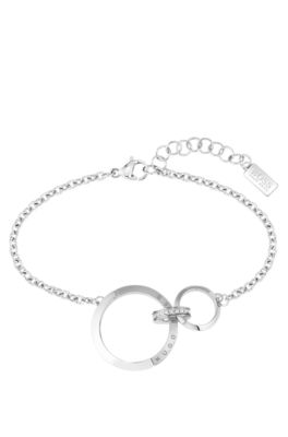 Twin-ring bracelet with crystal-studded link, Assorted-Pre-Pack