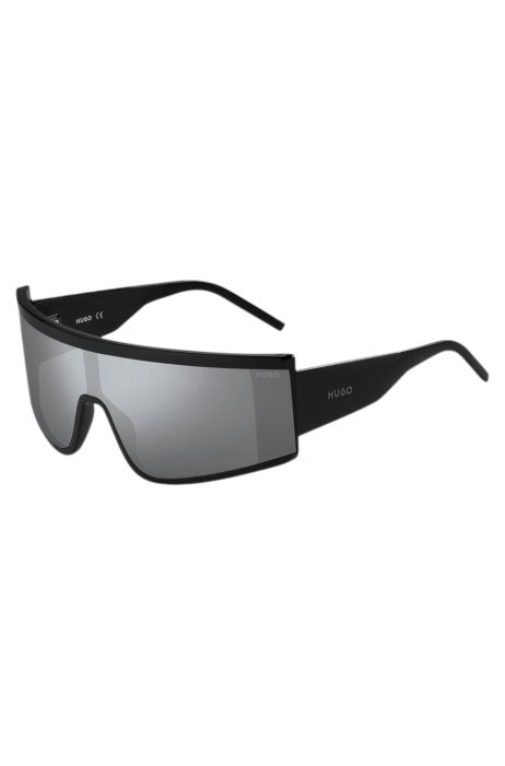 HUGO Gafas de sol unisex negras de pantalla logo